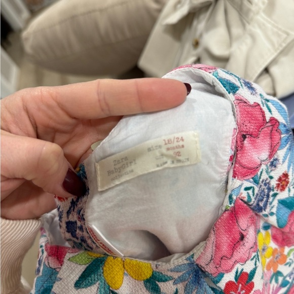 Zara kids floral dress toddler girl rainbow colorful sleeveless textured flowers - Picture 3 of 6